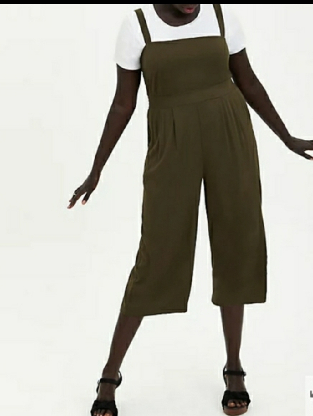 NWT Torrid Pinafore Challis Olive Wide Leg Jumpsuit.